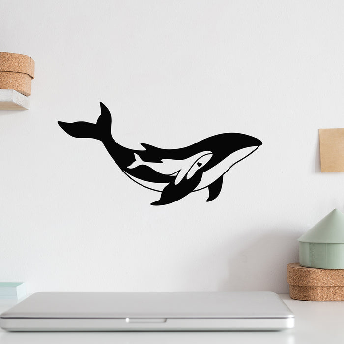 Vinyl Wall Decal Sea Animals Baby Mama Killer Whale Kids Room Stickers Mural (g8790)