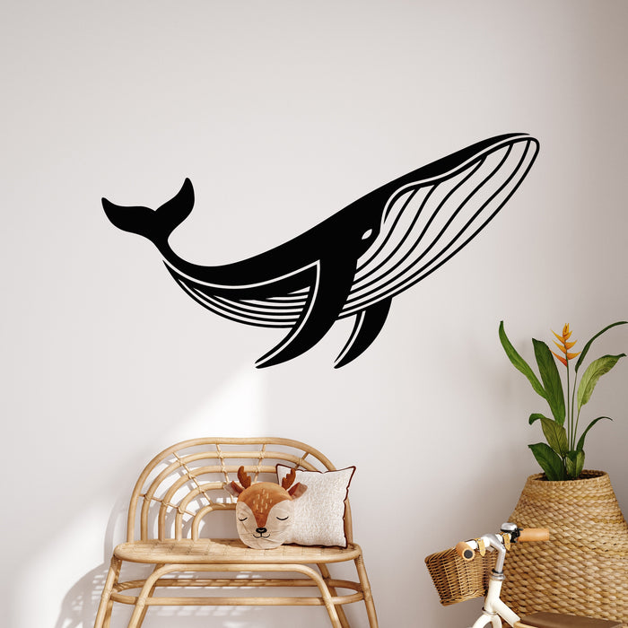 Vinyl Wall Decal Big Wild Whale In Ocean Water Sea Marine Stickers Mural (g9841)