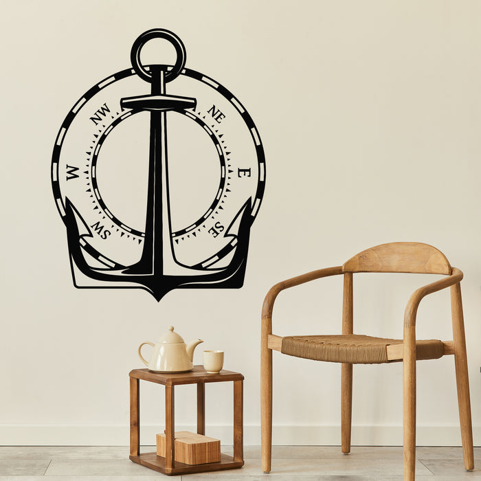 Vinyl Wall Decal Vintage Nautical Anchor Compass Lifebuoy Stickers Mural (g9776)
