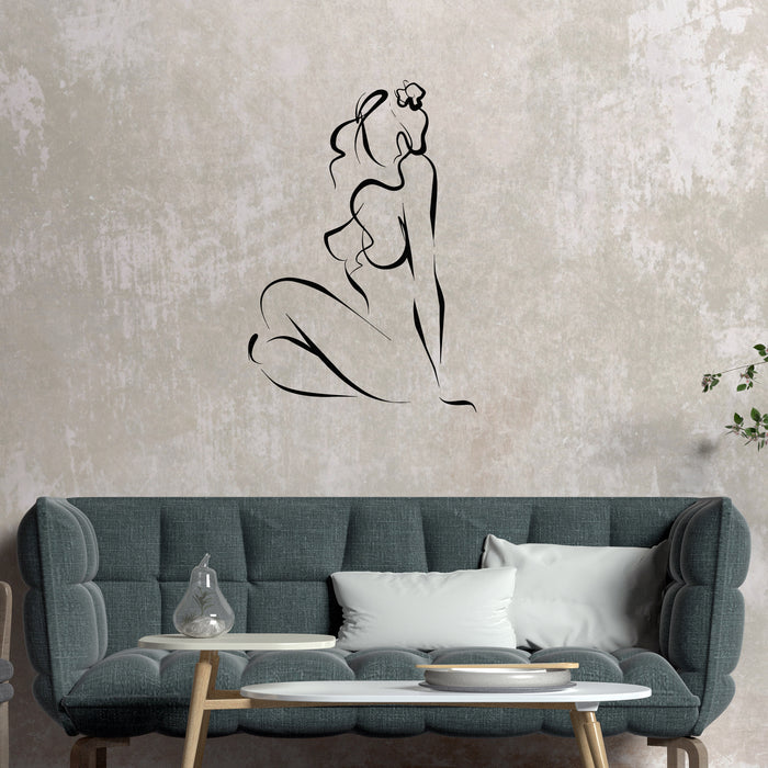 Vinyl Wall Decal Sexy Naked Woman Abstract Sketch Wall Stickers Unique Gift (060ig)