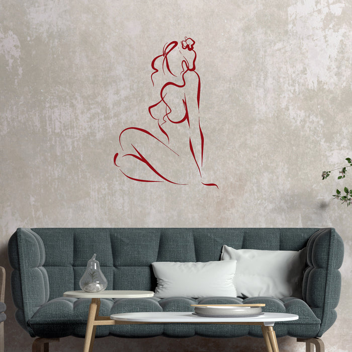 Vinyl Wall Decal Sexy Naked Woman Abstract Sketch Wall Stickers Unique Gift (060ig)