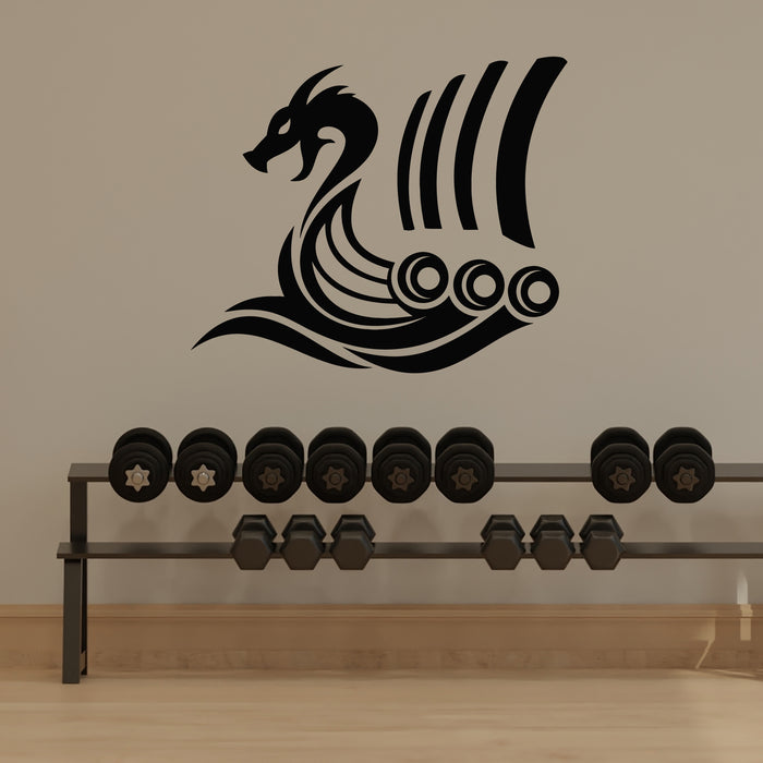 Vinyl Wall Decal Viking Ship Silhouette Drakkar Boat Decor Stickers Mural (L102)