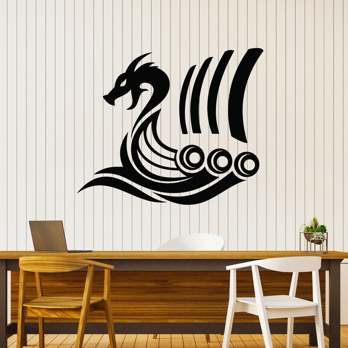 Vinyl Wall Decal Drakkar Viking Sea Ship Dragon Head Marine Stickers Mural (g8646)