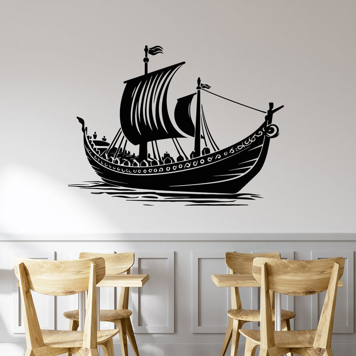 Vinyl Wall Decal Viking Ship Drakkar Sea Marine Nautical Art Stickers Mural (g9451)