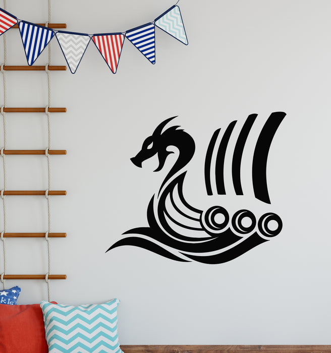 Vinyl Wall Decal Drakkar Viking Sea Ship Dragon Head Marine Stickers Mural (g8646)