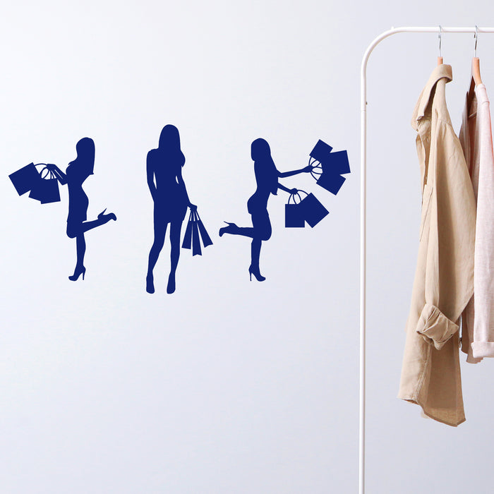 Vinyl Wall Decal Shopping Women Girl Silhouette Fashion Shop Stickers Unique Gift (ig4856)