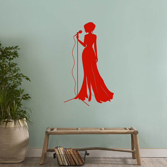 Jazz Singer Woman Microphone Music Concert Vinyl Wall Decal Sticker Unique Gift (1063ig)