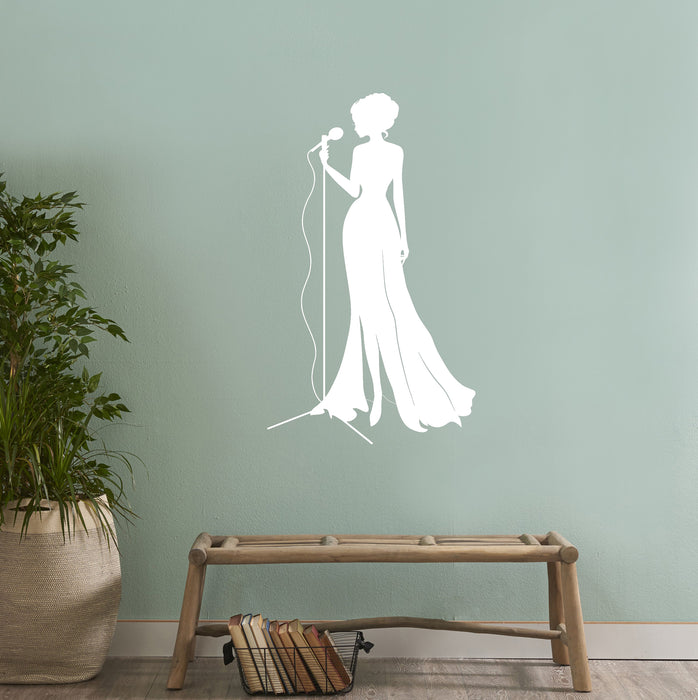 Jazz Singer Woman Microphone Music Concert Vinyl Wall Decal Sticker Unique Gift (1063ig)