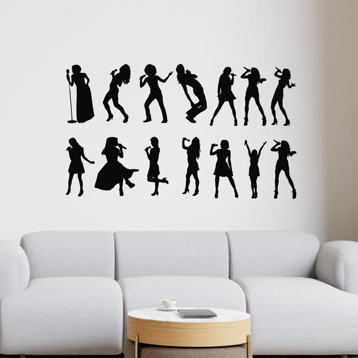 Vinyl Wall Decal Woman Pop Singer Silhouettes Music Store rStickers Mural (g9714)