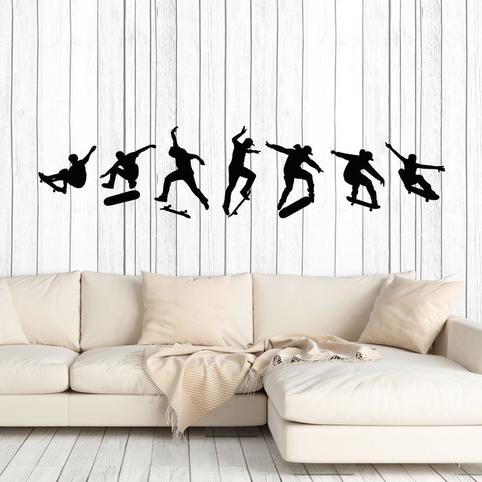 Vinyl Wall Decal Skate People Silhouettes Skateboarders Extreme Active Sport Stickers Mural (g8613)