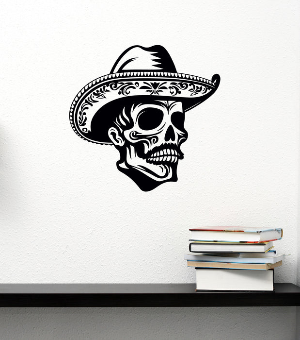 Skeleton Vinyl Wall Decal Mexican Mustache Patterns Day of the Dead Stickers Mural (k356)