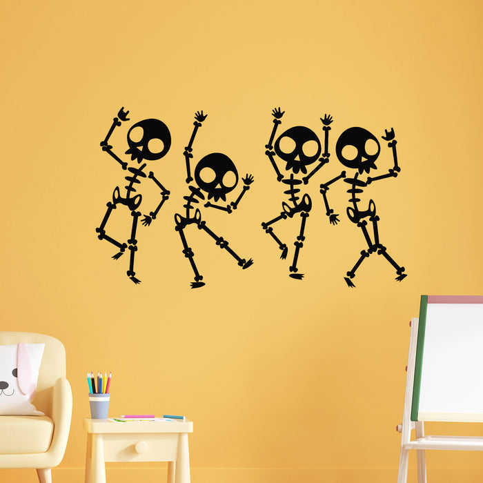 Vinyl Wall Decal Skulls Bones Cartoon Dancing Funny Skeletons Stickers Mural (g9520)