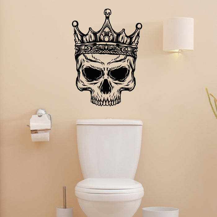 Vinyl Wall Decal Skeleton Dead King Skull With Golden Crown Stickers Mural (g9187)