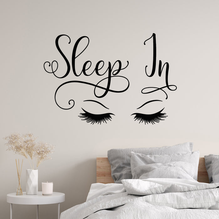 Vinyl Wall Decal Bedroom Decor Sleep In Poster Girl Eye Stickers Mural (g9602)