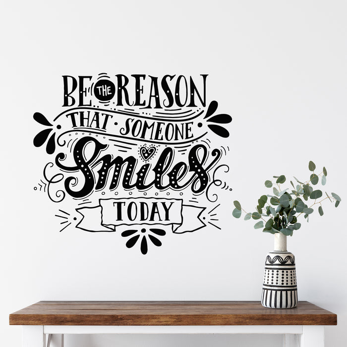 Vinyl Wall Decal Calligraphy Lettering Style Smiles Today Quote Words Stickers Mural (g9338)