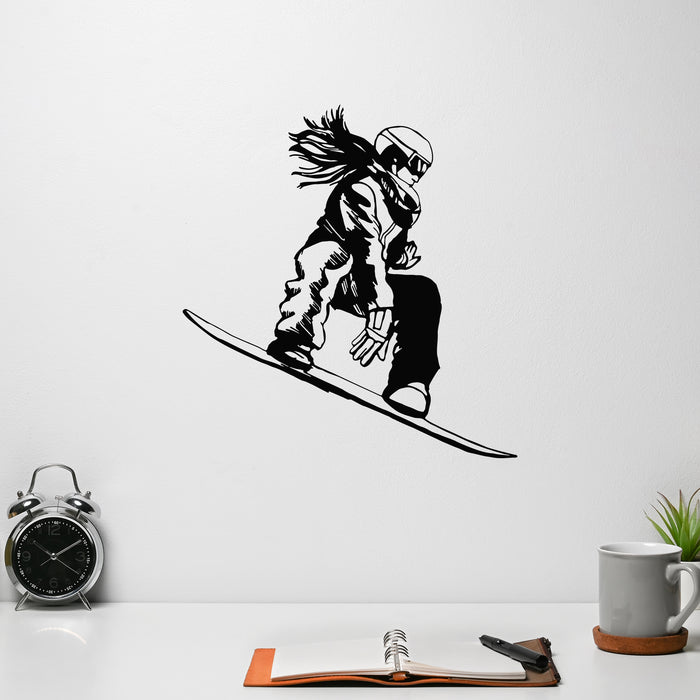 Vinyl Wall Decal Snowboarder Girl Snowboard Extreme Sport Stickers Unique Gift (1079ig)