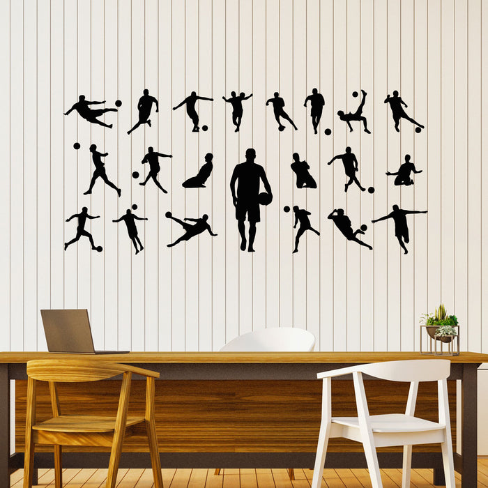 Vinyl Wall Decal Soccer Players Silhouette Patterns Team Game Sport Stickers Mural (g8728)