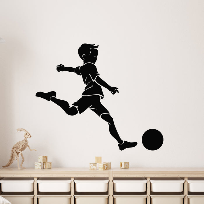 Vinyl Wall Decal Silhouette Soccer Player Quick Shooting Ball Stickers Mural (g9223)