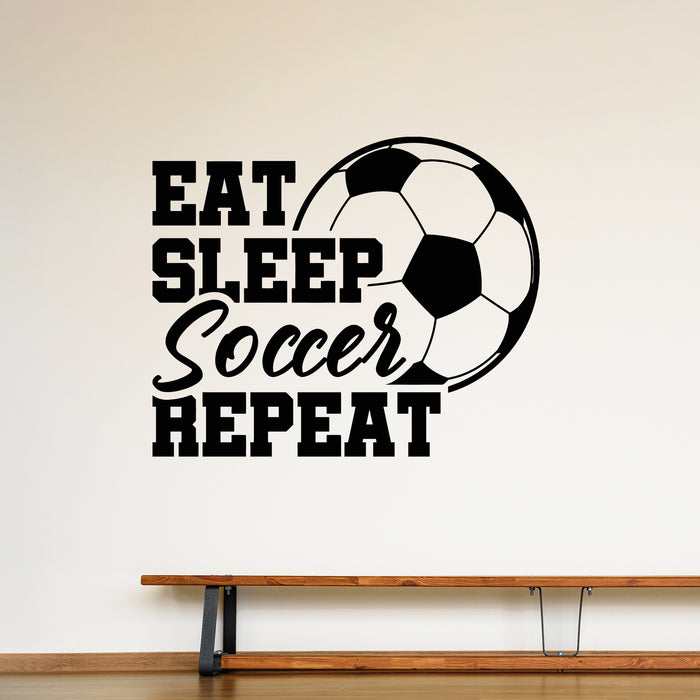 Vinyl Wall Decal Eat Sleep Soccer Repeat Quote Words Boys Room Stickers Mural (g9412)
