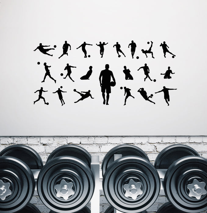 Vinyl Wall Decal Soccer Players Silhouette Patterns Team Game Sport Stickers Mural (g8728)