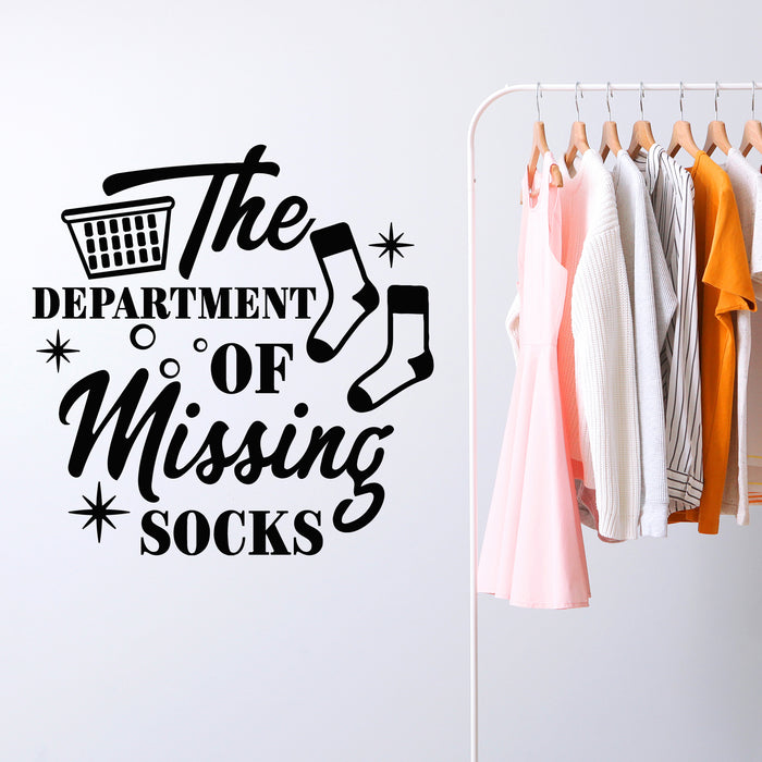 Vinyl Wall Decal Department Of Missing Socks Funny Phrase Stickers Mural (g9800)