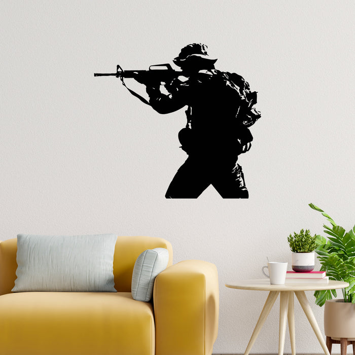 Vinyl Wall Decal Soldier Weapon Military War Stickers Mural Unique Gift (ig4096)