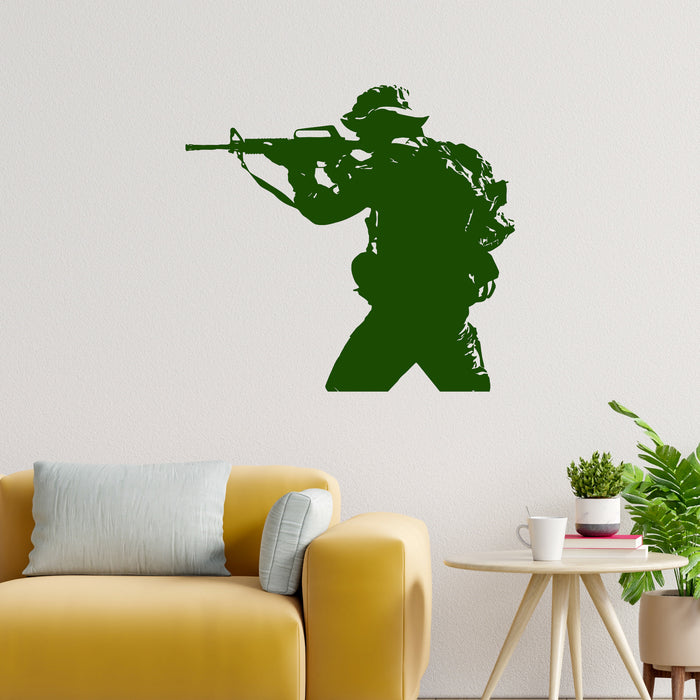 Vinyl Wall Decal Soldier Weapon Military War Stickers Mural Unique Gift (ig4096)