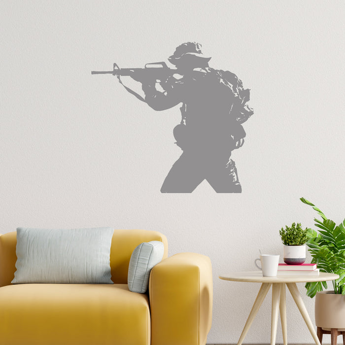 Vinyl Wall Decal Soldier Weapon Military War Stickers Mural Unique Gift (ig4096)