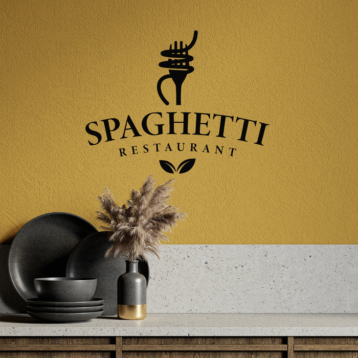 Vinyl Wall Decal Restaurants Logo Spaghetti Pasta Noodle Fork Stickers Mural (g9984)