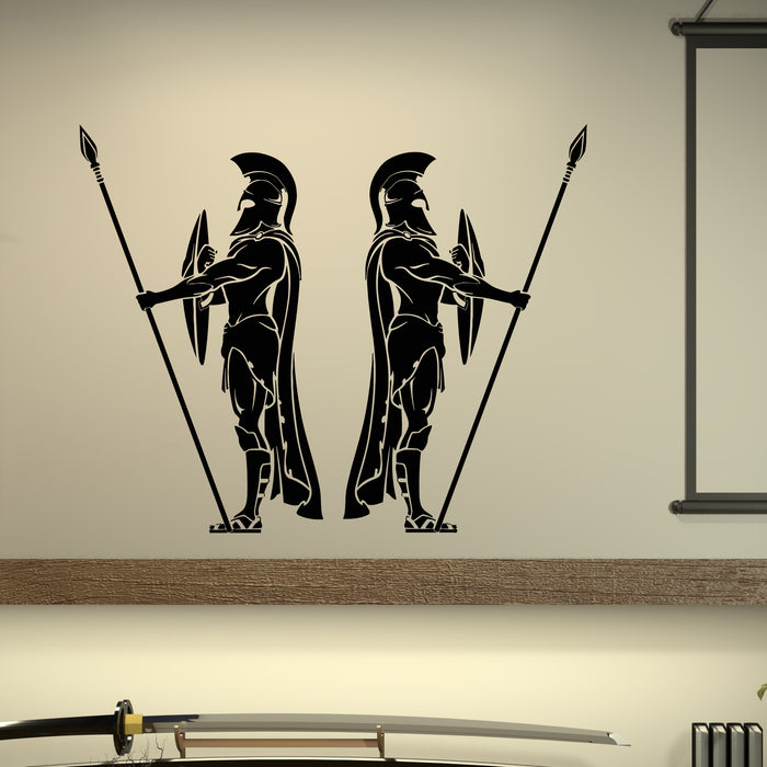 Vinyl Wall Decal Spartan Army Silhouette Warriors Shield Sword Stickers Mural (g9324)
