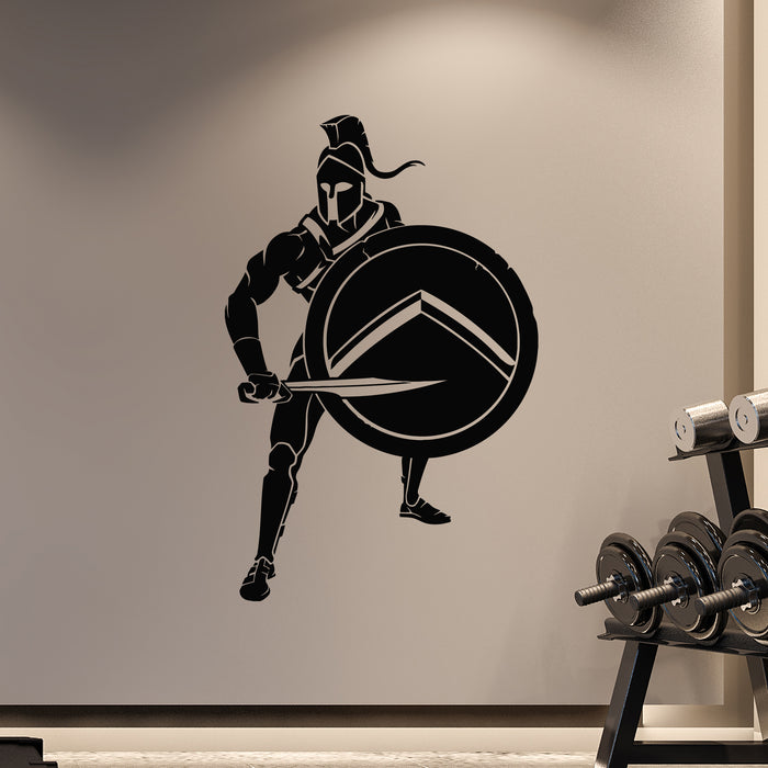 Vinyl Wall Decal Spartan Warrior Charging Attack Shield Sword Stickers Mural (g9566)