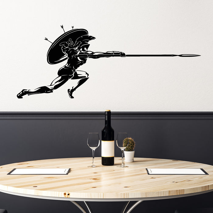 Vinyl Wall Decal Military Spartan Shield Attack Medieval Warrior Stickers Mural (g9657)