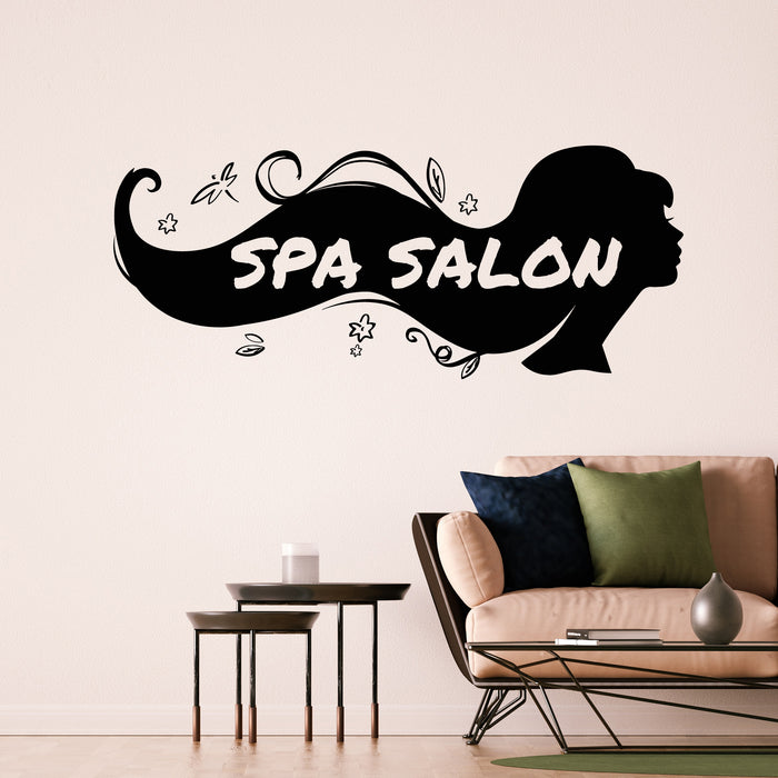 Vinyl Wall Decal Spa Beauty Salon Girl Head Long Hair Decor Stickers Mural (g9047)