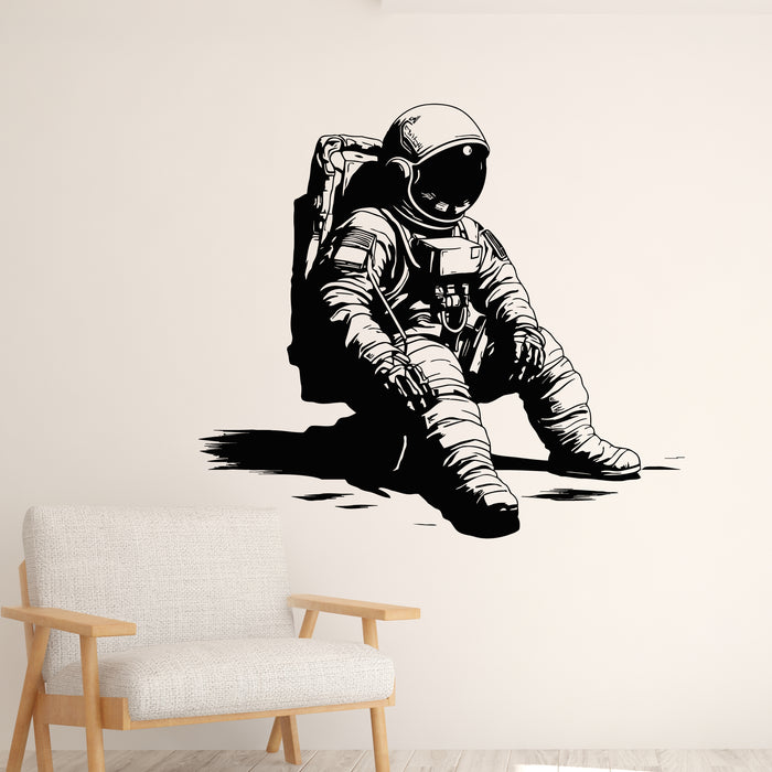 Vinyl Wall Decal Astronaut Sitting Spaceman Boys Kids Room Stickers Mural (g9501)