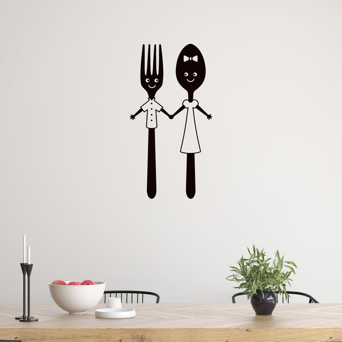 Vinyl Wall Decal Funny Spoon and Fork Kitchen Restaurant Dining Room Stickers Unique Gift (ig4942)