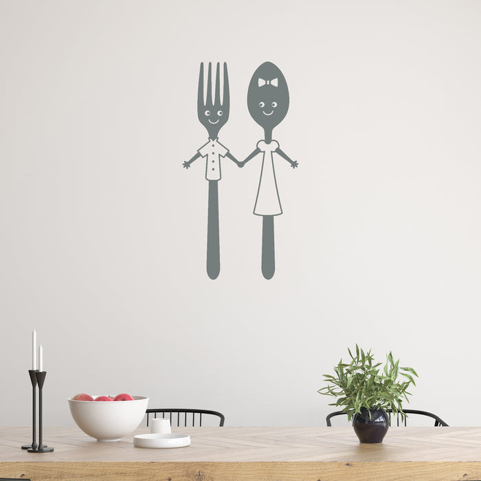 Vinyl Wall Decal Funny Spoon and Fork Kitchen Restaurant Dining Room Stickers Unique Gift (ig4942)