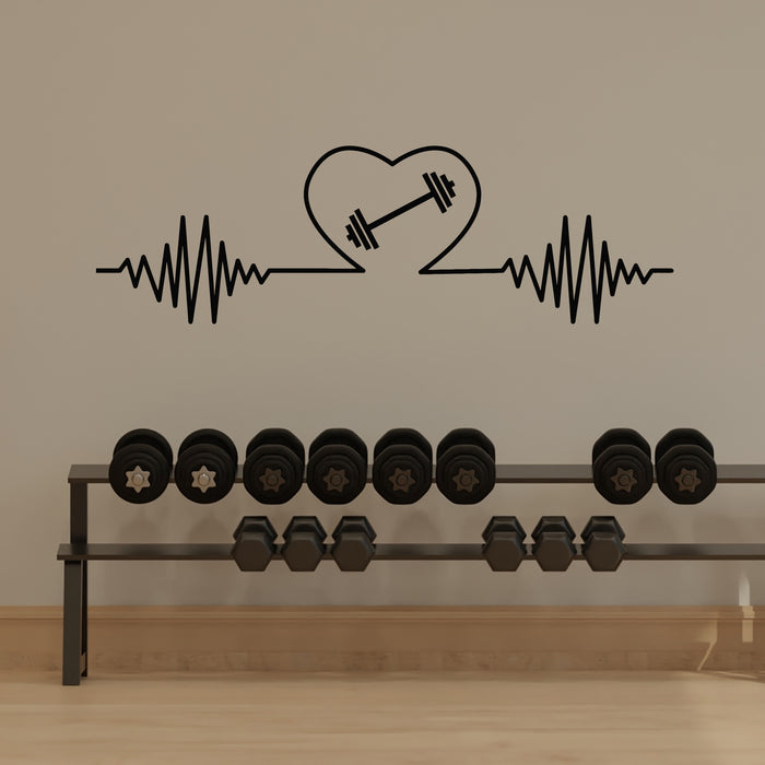 Vinyl Wall Decal   Pulse Heart Barbel Love Sport Gym Decor Stickers Mural (g9028)