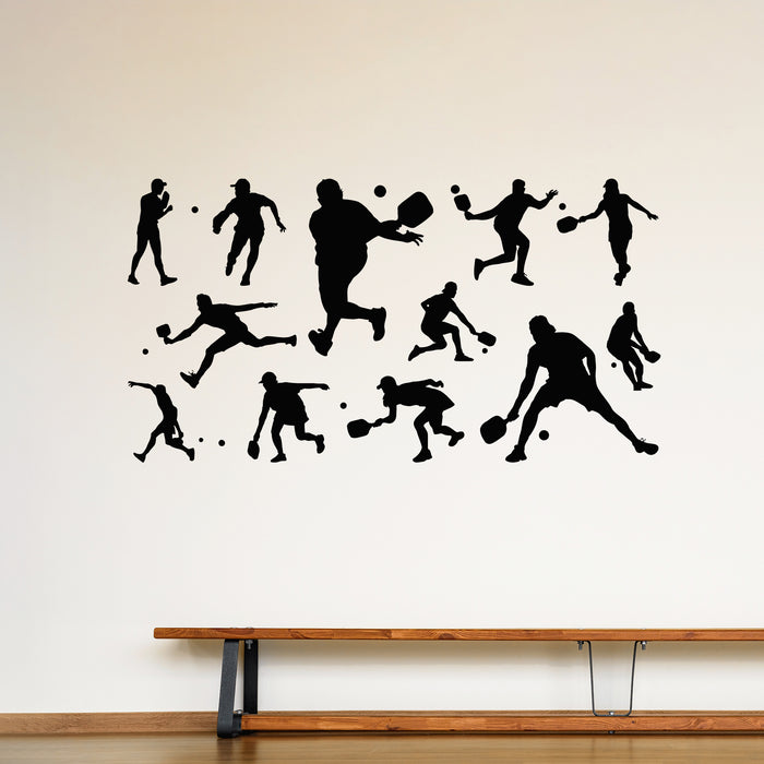 Vinyl Wall Decal Pickleball Court Game Players Sport Club Stickers Mural (g9519)