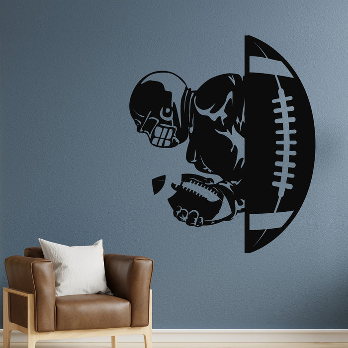 Vinyl Wall Decal American Football Player Ball Sport Gym Decor Stickers Mural (g9649)