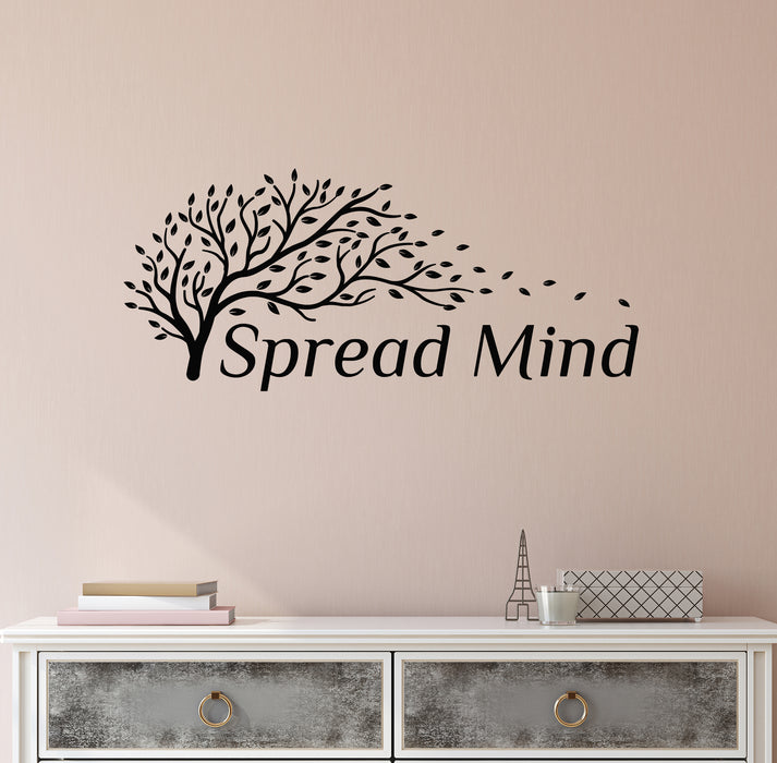 Autocollant mural en vinyle avec phrase « Écartez-vous de l'esprit » ; feuilles d'arbre d'automne, autocollants muraux pour le vent (g8491)