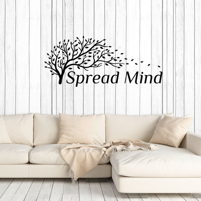 Autocollant mural en vinyle avec phrase « Écartez-vous de l'esprit » ; feuilles d'arbre d'automne, autocollants muraux pour le vent (g8491)