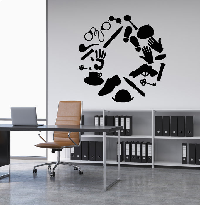 Vinyl Wall Decal Detective Agency Criminal Illustration Police Spy Men Stickers Mural (g8532)