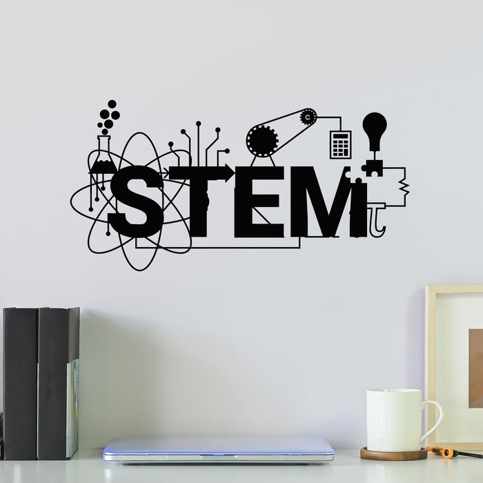 Vinyl Wall Decal Stem Logo Science Technology Engineering Math School Stickers Mural (g9328)