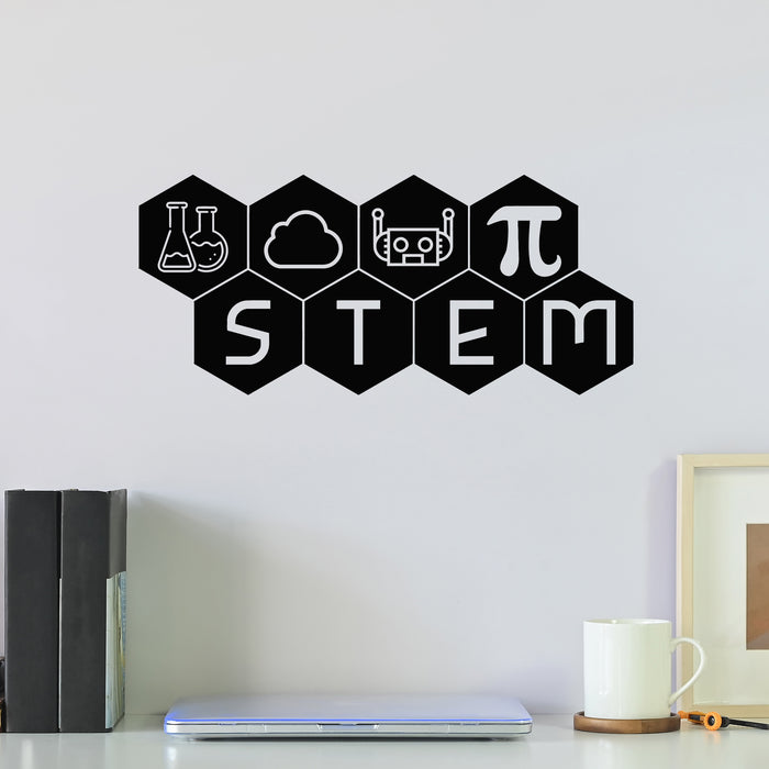 Vinyl Wall Decal Stem Education Logo Kids Laboratory Science Stickers Mural (g9334)