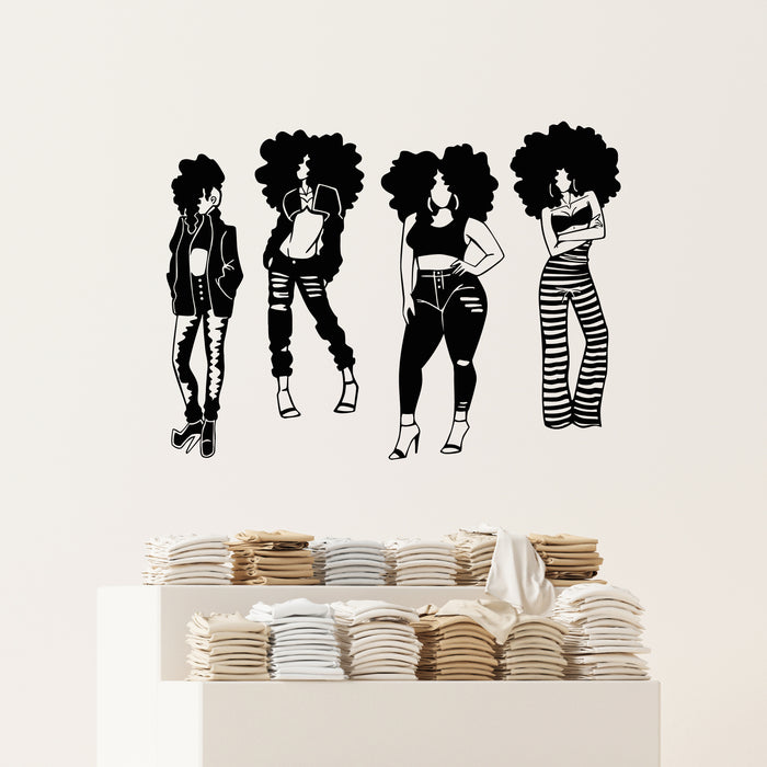 Vinyl Wall Decal Afro Girls Black Cartoon Women Clothing Store Stickers Mural (g9764)