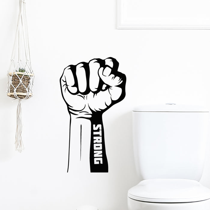 Vinyl Wall Decal Strong Hand Fist Strength Power Human Hand Up Stickers Mural (L088)