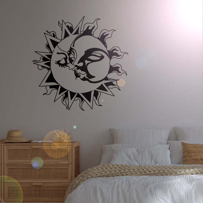 Vinyl Decal Wall Stickers Sun Kissing Moon Love Romantic Decor Bedroom Interior (z2210)