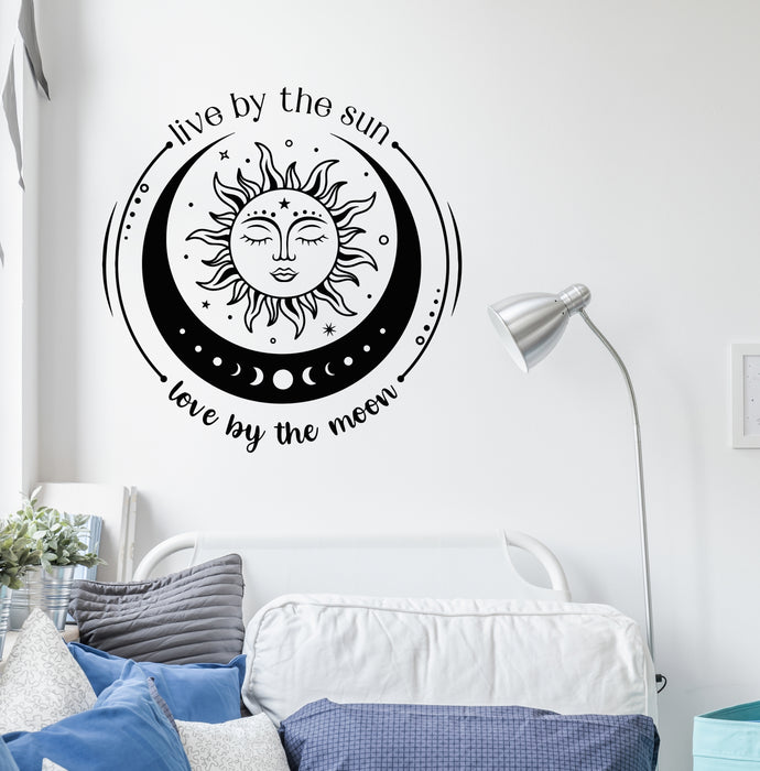 Vinyl Wall Decal Quote Phrase Sun Face And Moon Mystery Decor Stickers Mural (g8796)