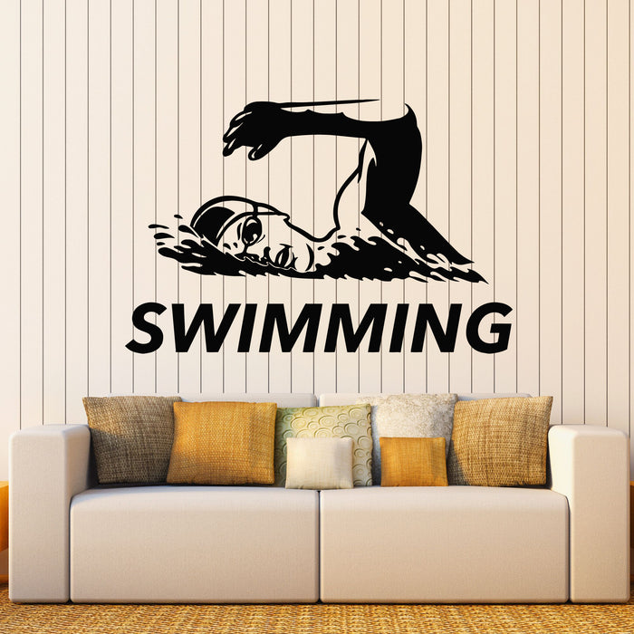 Vinyl Wall Decal Swimming Club Logo Creative Swimmer Sport Stickers Mural (g8727)