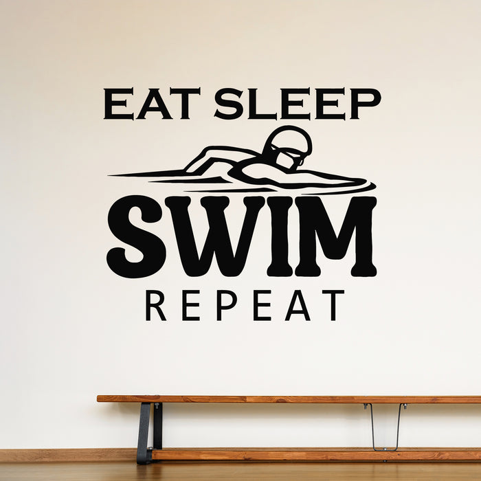 Vinyl Wall Decal Eat Sleep Swim Repeat Sport Style Swimming Stickers Mural (g9685)